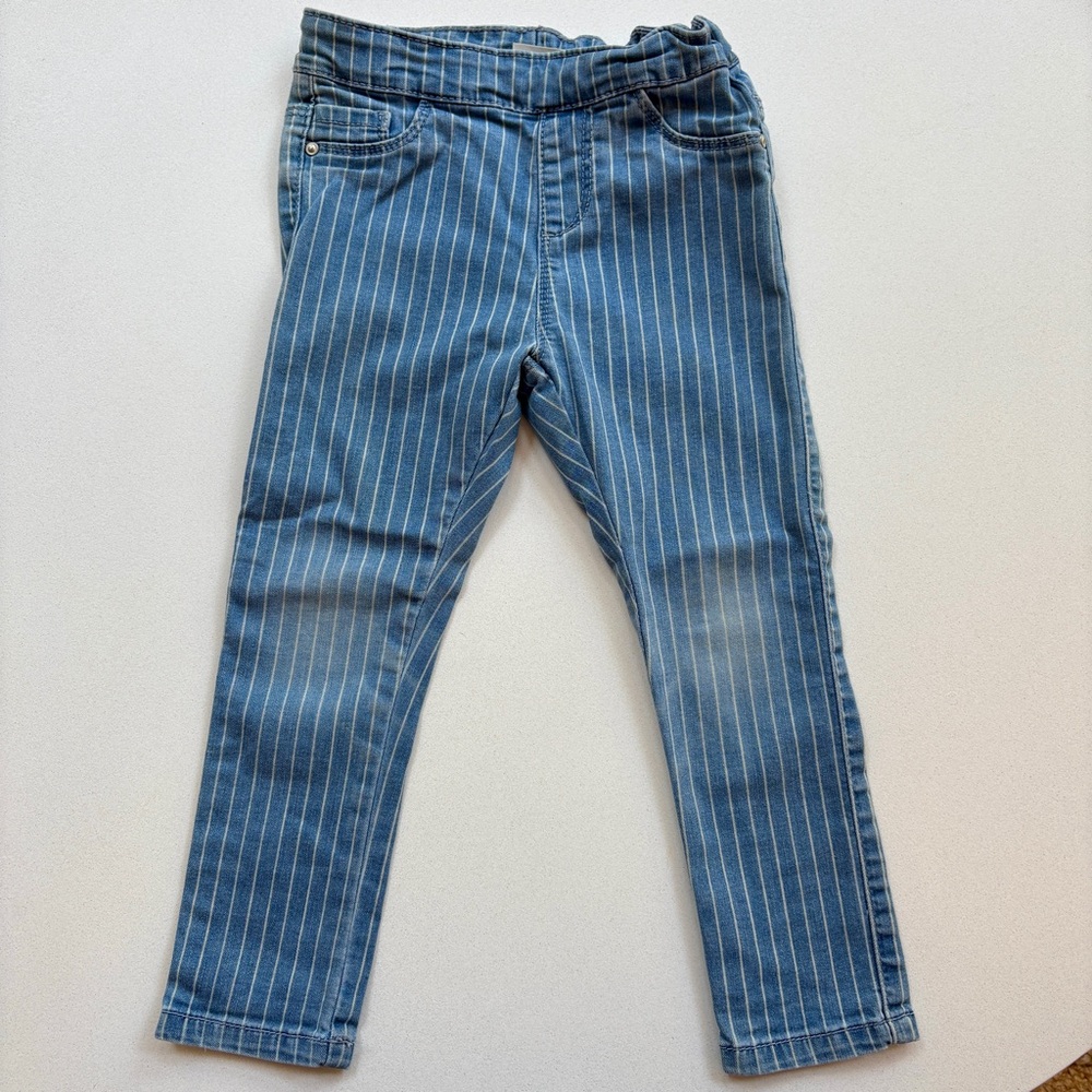 Zara Blue and White Pinstripe Jeans